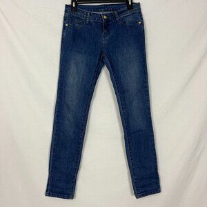 City KB Jeans Mid Rise Medium Dark Wash Skinny Jeans Size 25